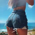 thumbnail image 2 of High Waisted Ripped Denim Shorts for Women – Frayed Hem Casual Jean Shorts, 2 of 5