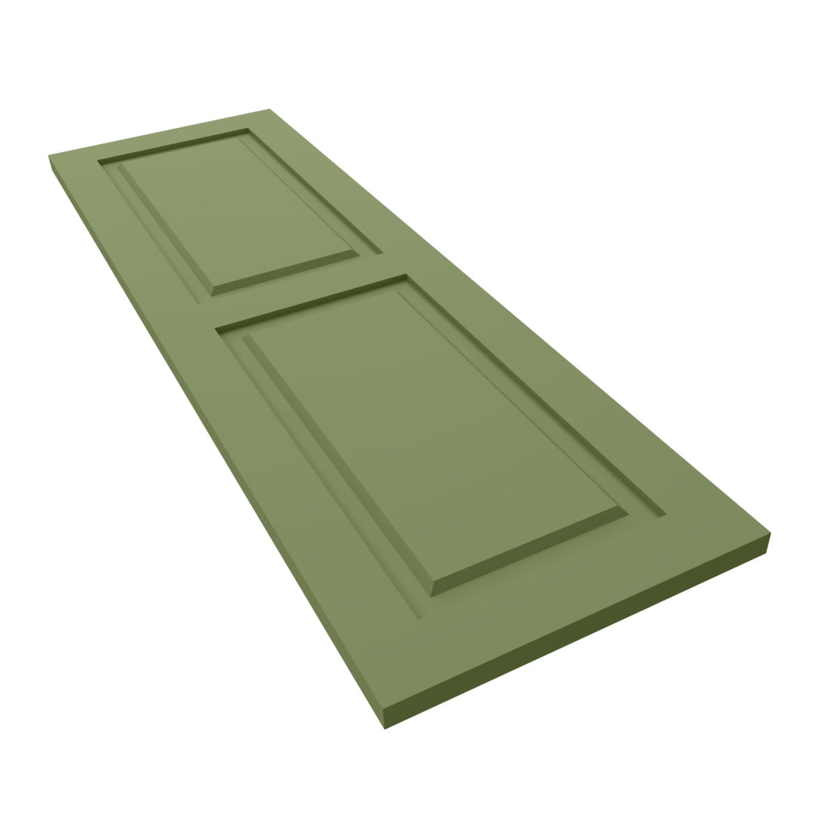Ekena Millwork 15"W x 57"H True Fit PVC Two Equal Raised Panel Shutters, Moss Green (Per Pair - Hardware Not Included)