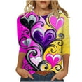 thumbnail image 2 of Qepwscx Basic 3/4 Long Sleeve Shirts For Women Valentine'S Day Crew Neck Sweatshirts Love Heart Printed Blouses For Women Dressy Casual Ladies Tops And Blouses Pullover Sweatshirt Graphic Tops, 2 of 5