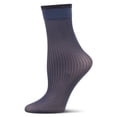 thumbnail image 4 of MeMoi Women's Sheer Ruffle Cuff Ribbed Crew Sock - Womens - Female, 9-11, Navy, 4 of 11