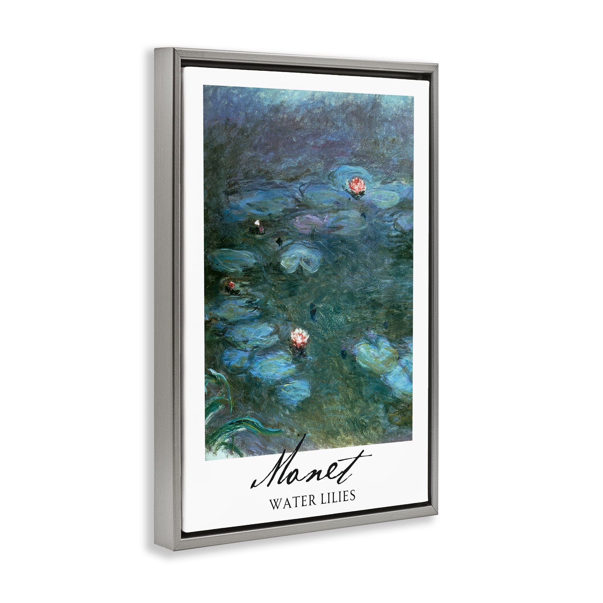 Stupell Industries Monet Water Lilies Gray Framed Floater Canvas Wall Art, design by Vintage Hustle