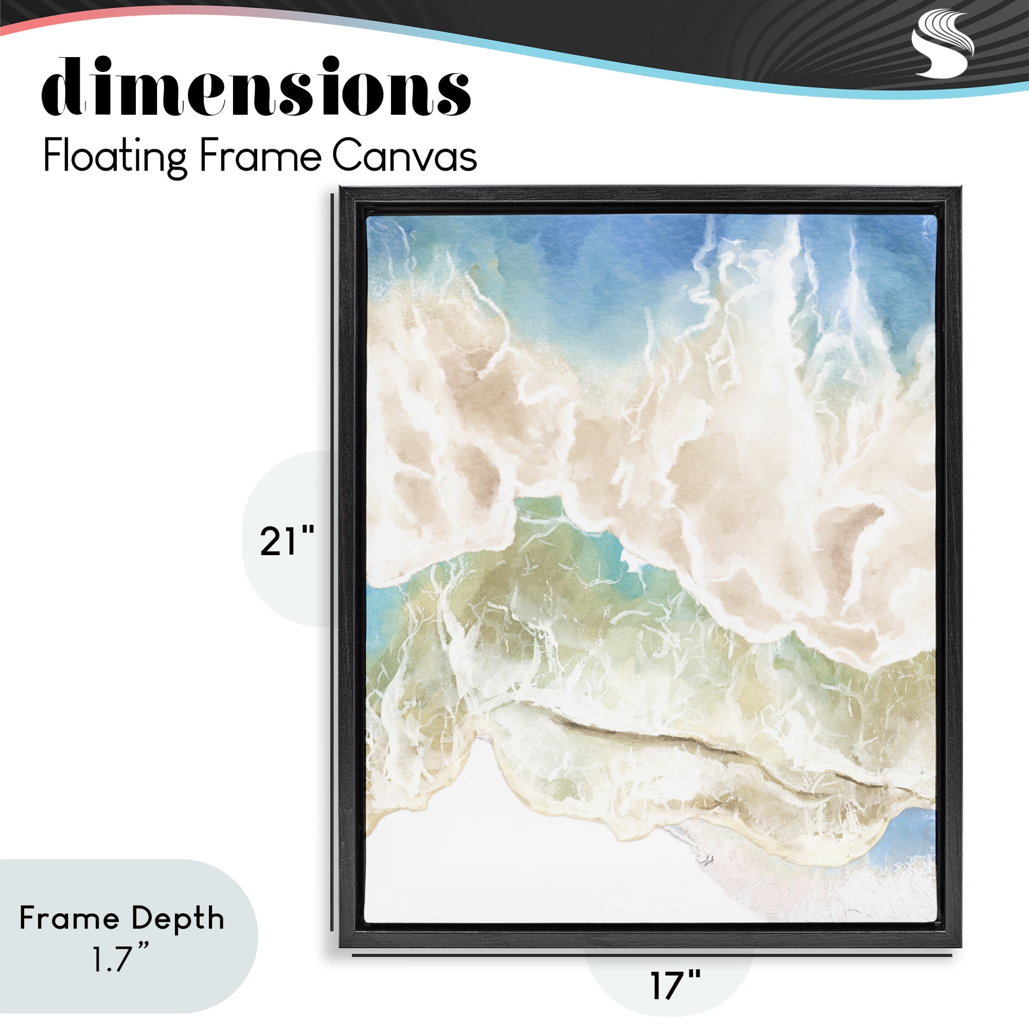 Stupell Industries Washed Away Tide Abstract Black Framed Floater Canvas Wall Art, design by Jesse Keith