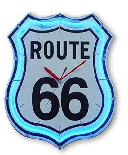 ROUTE 66 SHIELD #1 LOGO 11" BLUE NEON CLOCK NEW !! ROUTE 66 