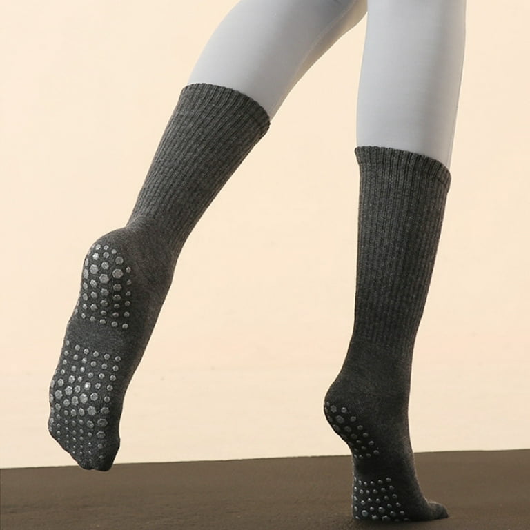 Yoga Socks with Grips for Women, Non Slip Grip Socks for Yoga, Pilates,  Barre, Dance,Dark gray 