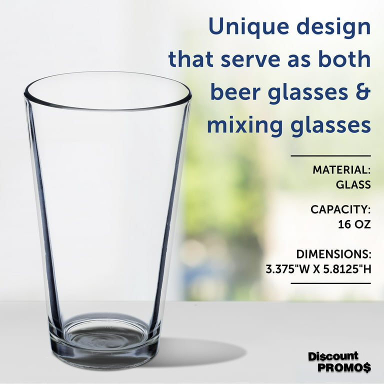 Beer Glasses 16 oz. Set of 10, Bulk Pack - Pint, Groomsmen gifts, Barware -  Clear