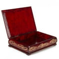 thumbnail image 3 of STP GOODS Cornflowers Lacquer Trinket Box 6.3x4.3" (11x16 cm) Wooden Decorative Jewelry Box Keepsake Handmade Jewelry Storage Organizer Floral Trinket Case, Red, 3 of 8