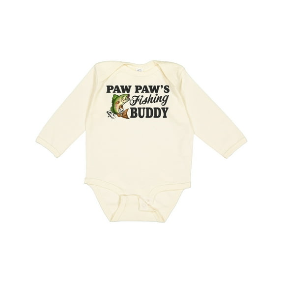 Inktastic Paw Paw's Fishing Buddy Boys Long Sleeve Baby Bodysuit