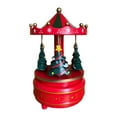 thumbnail image 2 of Christmas Carousel Music Box Rotating Ornament Holiday Musical Home Decor Festive Centerpiece Tabletop Exquisite Painting Gift For Family Friends Office Store Seasonal Party Display, 2 of 5