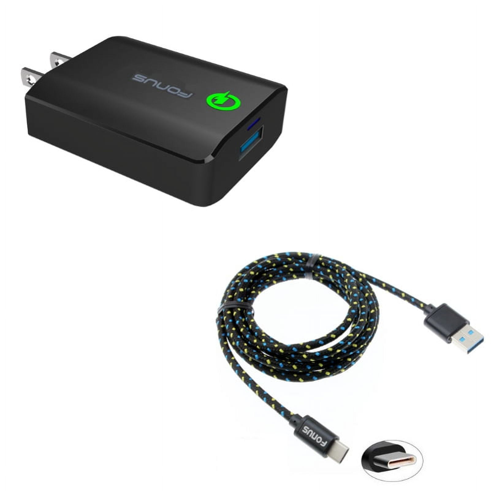Power Cord Type-C 6ft USB Cable w USB Port Fast 18W Home Charger G4V for Samsung Galaxy Tab S6 10.5 S5e 10.5 S4 10.5 Note 10 Plus A 10.1 (2019) Fold A20 A10e - Sony Xperia 5 10 Plus 1