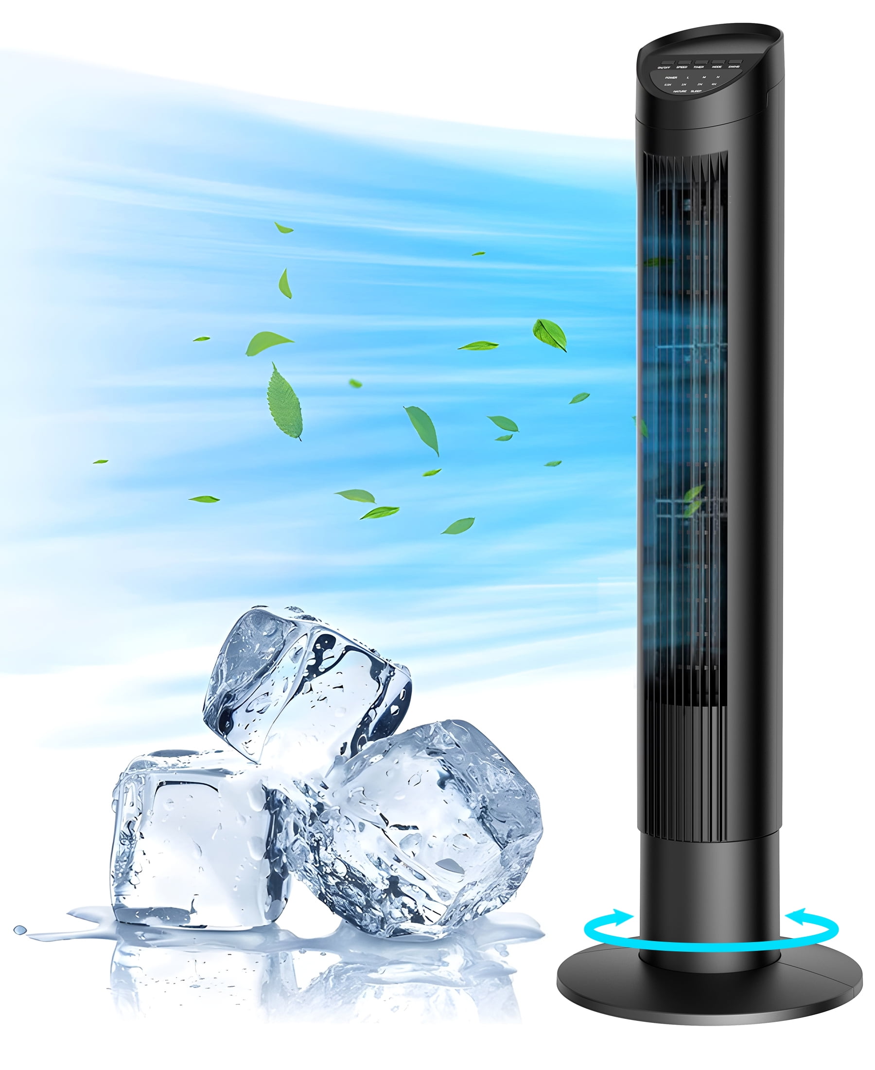 SUGIFT Tower Fan for Home, 35" Standing Floor Fan with Remote, 60 Oscillating Fan, 3 Speeds, 3 Modes, 8H Timer, Quiet Bedroom Fan
