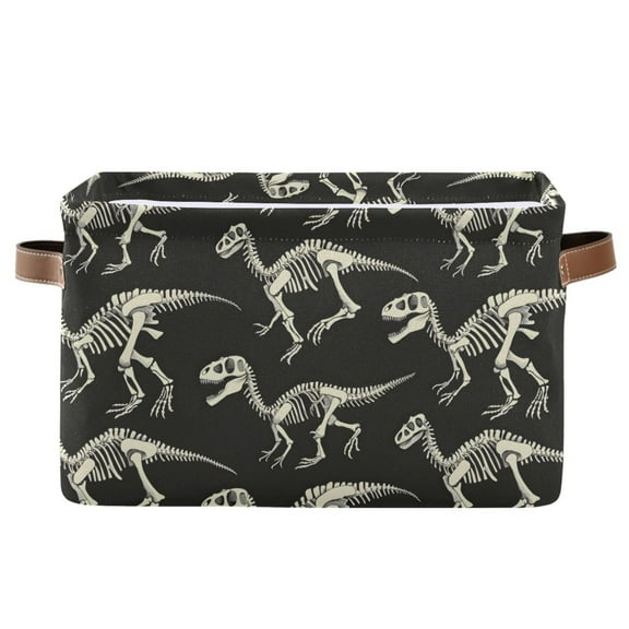 Dinosaur Skeleton Storage Bins with Handle Fabric Organizer Basket Foldable Box 1 Pack 14.2x10.2x8.3
