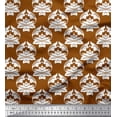 thumbnail image 1 of Soimoi Brown polyester Crepe Fabric Flourish Damask Print Fabric by Yard 52 Inch Wide, 1 of 3