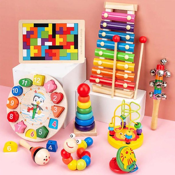 Rompecabezas de madera Montessori, tableros de agarre manual, juguetes Tangram, rompecabezas, juguetes educativos para bebés, vehículo de dibujos animados