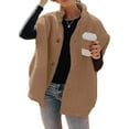 thumbnail image 3 of Women'S Plush Fleece Vest Casual Oversized Warm Button Down Vest Jacket with Pockets Brown XXL, 3 of 9