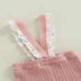 thumbnail image 3 of EIMELI Baby Suspender Pants Sleeveless Lace Trim Ribbed Knit Overalls Leggings, 3 of 6