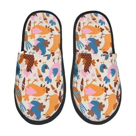 Balery Cute Chickens Slient Indoor Furry Fleece Comfort House Shoes Soft Non-Slip Home Shoes Cotton slippers House Slippers-- Large