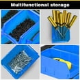 thumbnail image 5 of Wall Mounted Storage Bins Plastic Hanging Storage Organizer Bins Garage Tool Storage System for Screws Nuts Bolts Nails and Small Hardware Parts 12x bins 3 x rails Blue, 5 of 7