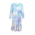 thumbnail image 4 of Zylanna Girls Long-Sleeve Tiered Maxi Dress, Starry Sky Gradient Prints Pockets Design Spring/Fall Multi-Color Girls' Casual Wear Purple Size 5, 4 of 6