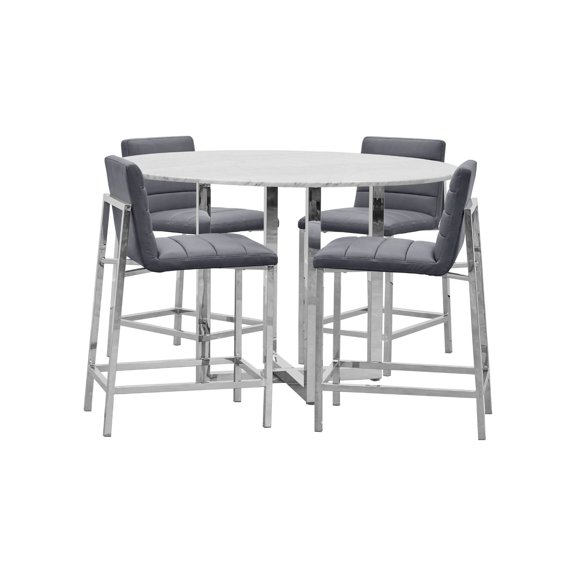 Modus Amalfi 5PC 54" Round Counter Tbl & 4 Metal Back Stool Set-Cobalt