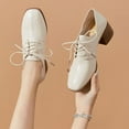 thumbnail image 4 of YDN Women Square Toe Lace up Oxford Shoes Comfortable Chunky Low Heels Pumps Professional Office Daily Size 7.5 White, 4 of 4