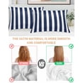 thumbnail image 3 of Navy Blue Striped Pillow Cases King Size Set of 2, Smooth Satin Pillowcase for Hair and Skin, Modern Farmhouse Blue White Stripes Decorative Cooling Bed Pillow Covers with Zipper, 20x36 Inches, 3 of 5