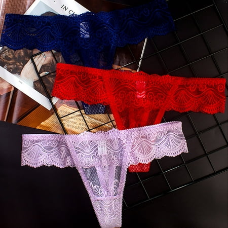 

qolati Womens Sexy Thongs Lace Panties Underwear Low Waist Floral Cutout Underpants