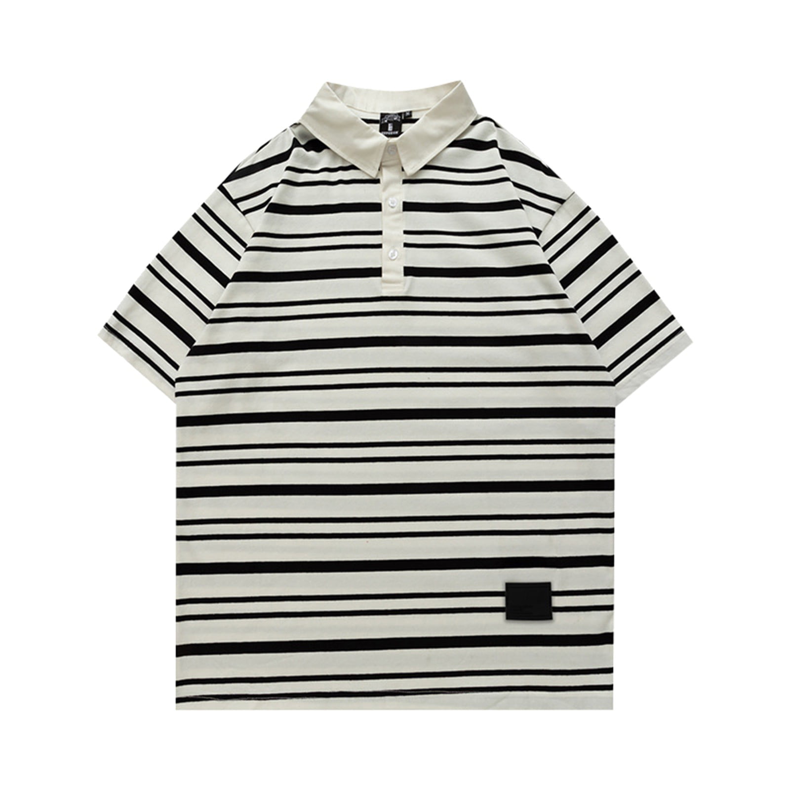 Hanas Men's Summer Casual Stripe Print Polo Shirt, Loose Quick Dry ...