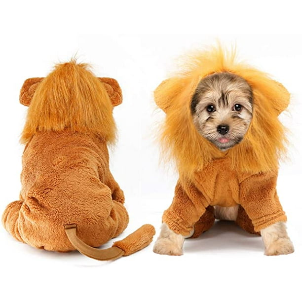 Puloru Dog Lion Costume with Lion Mane Cap, Fancy Cartoon Christmas