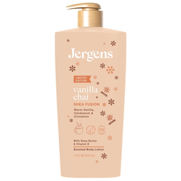 Jergens Shea Fusion Vanilla Chai Scented Body Lotion, Moisturizer for Dry Skin, 14 fl oz
