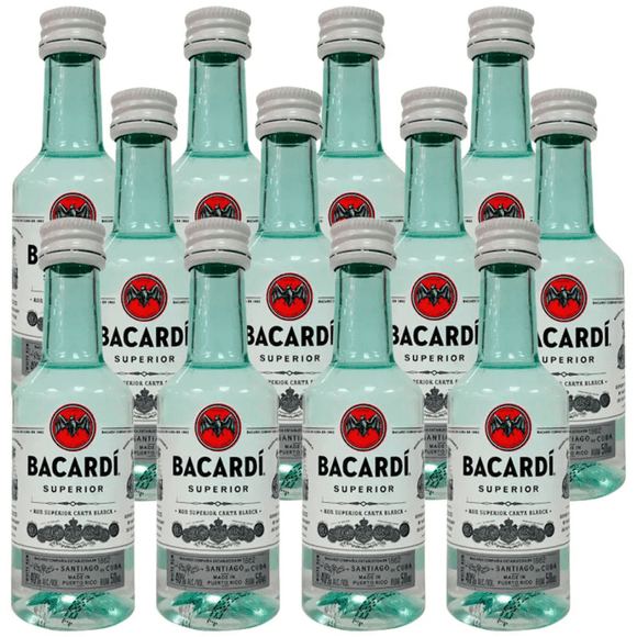 Pack de 12 Mini Ron Bacardí Carta Blanca 50ml