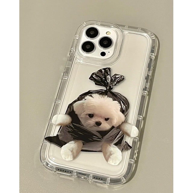 Funda de teléfono con dibujos de perro para iPhone, carcasa trasera de TPU suave y transparente con diseño de dibujos animados coreanos para iPhone 14, 13, 11, 12 Pro Max, 7, 8 Plus, X, XR, XS Fivean unisex