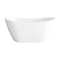 Elegant Kitchen and Bath 59 inch Soaking Bathtub in Glossy White with Polished White Trim