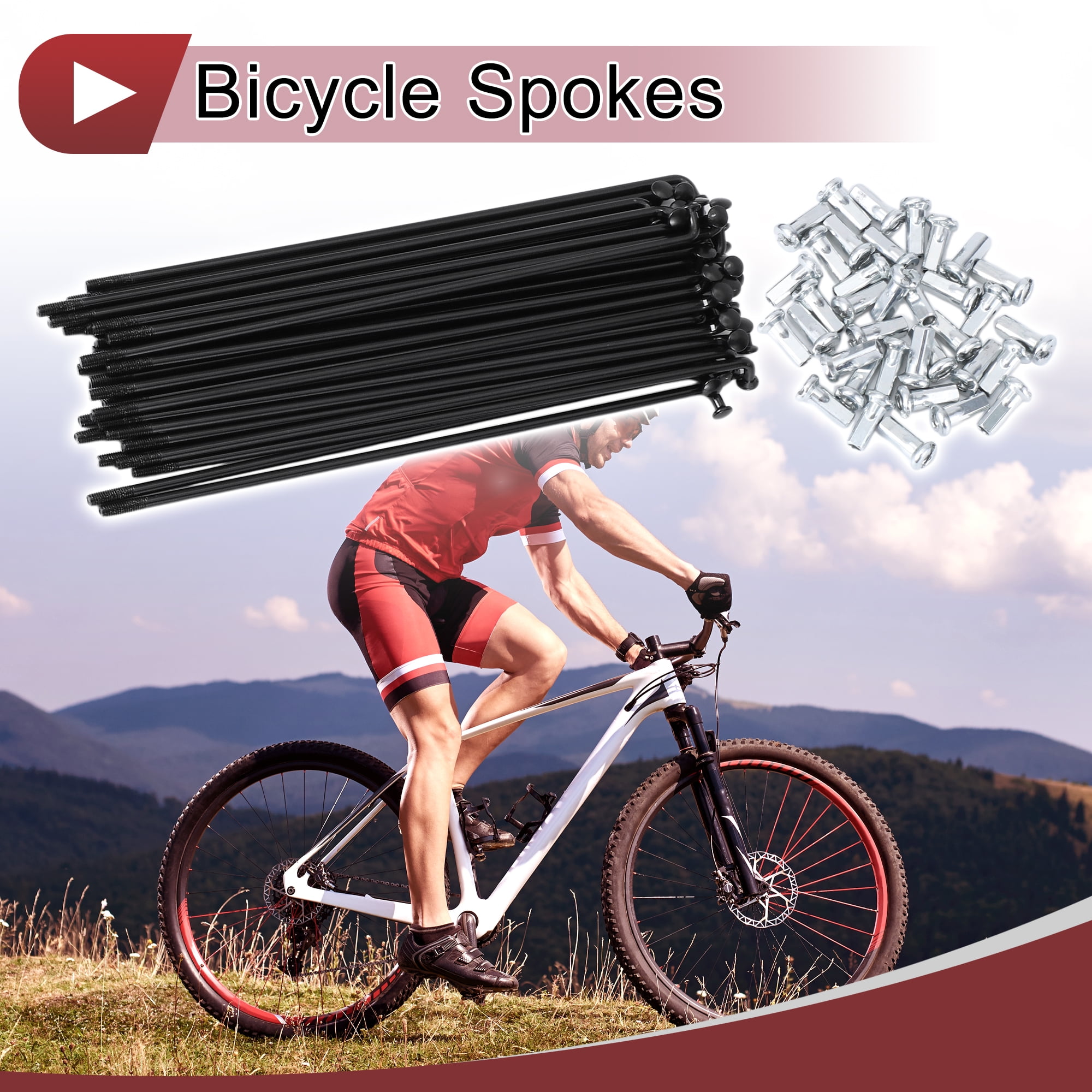 Unique Bargains 36 Set 12G Bicycle Spoke 12G Bike Wheel Spokes 45 Steel Black-133mm