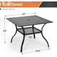 thumbnail image 4 of SUNCROWN 37" Black Patio Outdoor Dining Table Metal Steel Slat Square Bistro Table for Porch Deck Garden Backyard Poolside, 1.57" Umbrella Hole, 4 of 10