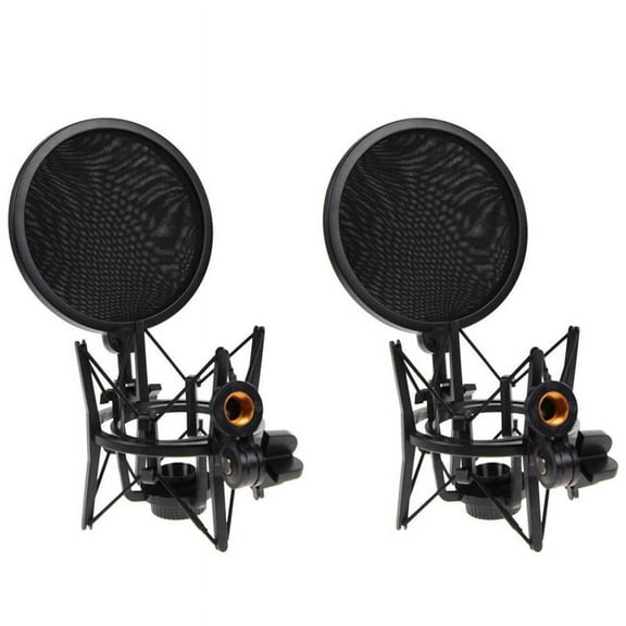 2X Professional Microphone Mic Shock Mount with Shield Articulating Holder Stand Bracket for Studio Broadcast