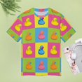 thumbnail image 4 of Colorful Rubber Ducks Pattern Womens Tops Women's Fashion Casual Short Sleeve Flower Print Round Neck Pullover Top Blouse, 4 of 6