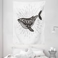 thumbnail image 1 of Whale Tapestry, Ocean inside of You Inspirational Typography with Big Fish Grunge Illustration, Wall Hanging for Bedroom Living Room Dorm Decor, 60W X 80L Inches, Charcoal Grey, by Ambesonne, 1 of 2