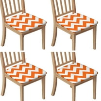 Orange Modern Art Geometric Seat Covers for Dining Room Chairs Set Of 4,Stretch Printed Washable Chair Seat Cover with Elastic Ties and Button,Removable Waterproof Couch Cushion Covers