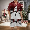 thumbnail image 2 of XDZJLR Mens Christmas Pajamas Xmas Printed Silk Satin Short Sleeved Button Up Pajamas Set Pjs Sleepwear White L, 2 of 4