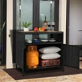 thumbnail image 4 of 2024 New Patio Bar Table with 2-Door and Shelf,Patio Outdoor Wicker Storage Cabinet with Shelf,Powder Coated Steel,All Weather Resin Wicker,Patio Pool Garden Kitchen, 4 of 8