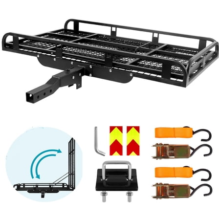 500 LBS Folding Trailer Hitch Cargo Carrier, Heavy Duty Alloy Steel Trailer Hitch Cargo Carrier Mobility Scooter Ramp, 50"× 28.3" × 5.1" Fit 2" Receiver for SUV Car Truck