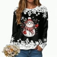 thumbnail image 2 of Towmus Plus Size Christmas Sweatshirts for Women Cute Snowman Graphic Holiday Tops Fall Long Sleeve Casual Pullover Top, 2 of 7