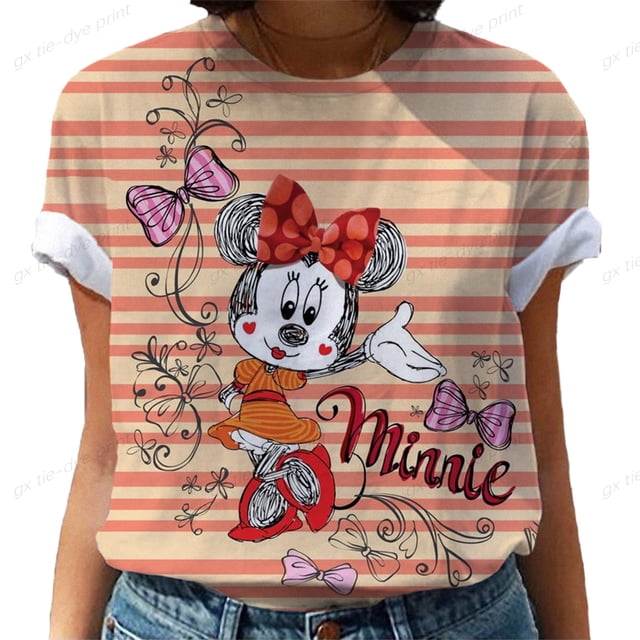 Disney Mickey Minnie Mouse T Shirt Fashion Women New Harajuku Ulzzang T Shirt Female T Shirts Summer Short Sleeves Woman Clothes150 Gao Jinjia LED