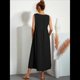 thumbnail image 4 of Vestido de Verano para Mujer 2025, Sin Mangas, Cuello en V, Informal, Escalonado, con Bolsillos Negro XXL, 4 of 7