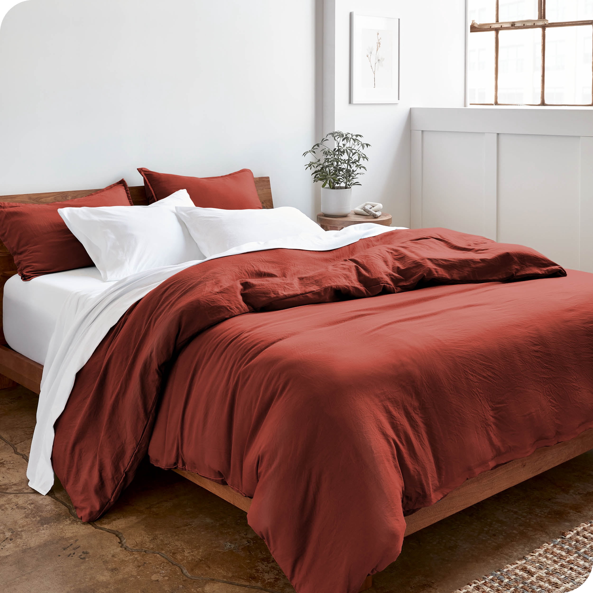 Bare Home Sandwash Microfiber Duvet Cover & Sham Set, Twin/Twin XL, Rosewood, 2-Pieces