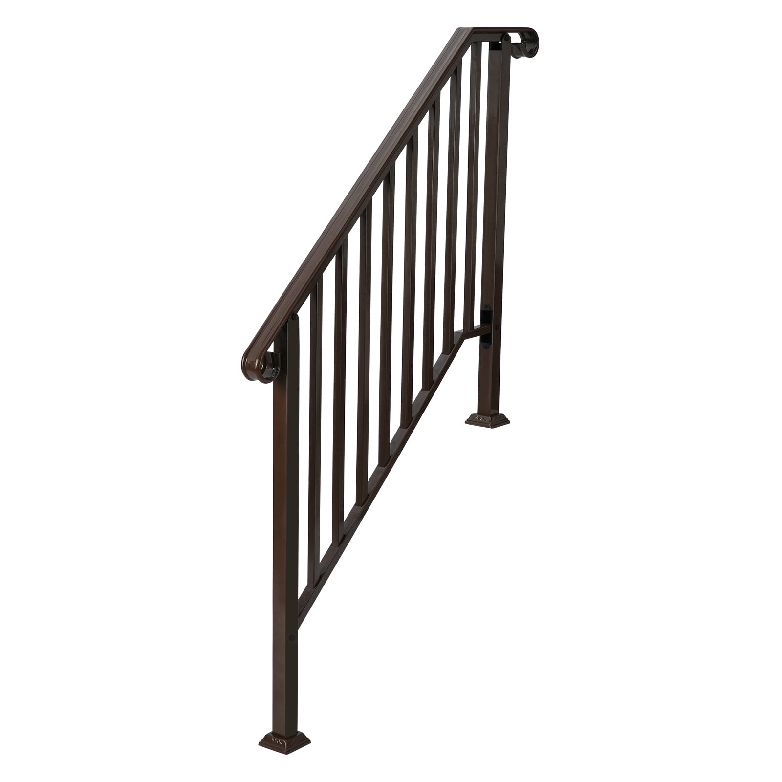 Copper Powder Coated Galvanized Iron Stair Handrail Curved Step Railing Fit 3-4 Steps Outdoor Garden Safety Picket Rail With Full Installation Hardware