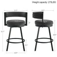 thumbnail image 6 of Zesthouse 26.6″ Swivel Bar Stools Set of 2, Linen Upholstered Counter Height Chairs with Barrel Back Metal Legs, Modern Barstools for Kitchen Island, Dark Gray, 6 of 11