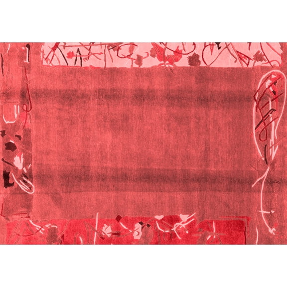 Ahgly Company Indoor Rectangle Abstract Red Modern Area Rugs, 2' x 4'