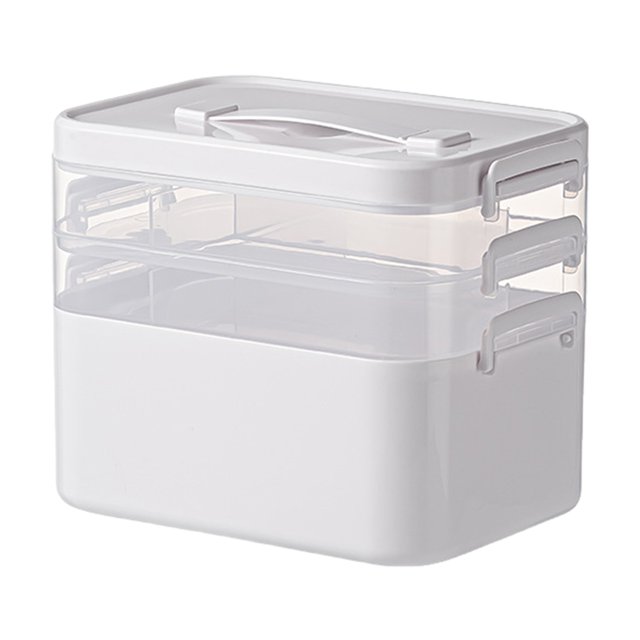 JIEMUCES Boîte de Rangement pour Médicaments Portable Organisateur de Pilules Grande Capacité Design Multi-Couches Étui à Médicaments Transparent avec Poignée