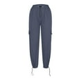 thumbnail image 5 of BLVB Women's Baggy Cargo Pants Elastic High Waist Drawstring Wide Leg Pants Casual Teen Girls Trousers Streetwear, 5 of 6